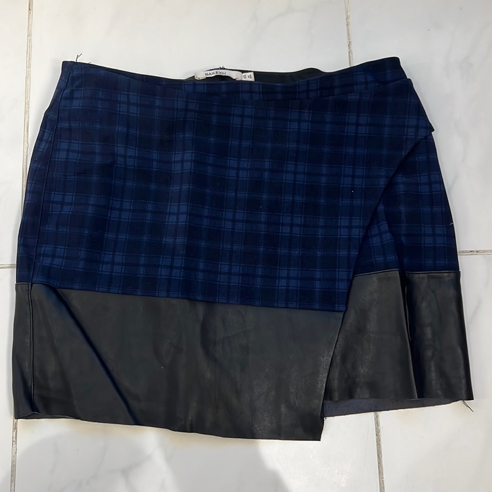 Real leather trim mini skirt